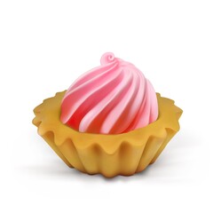 Cake basket with with chocolate and creamon white background. Realistic vector food illustration