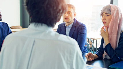 Fototapeta premium Group of multi racial people meeting in the office. Global business. Teamwork of business. Diversity.