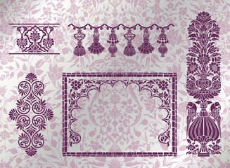 traditional paisley floral pattern, textile , Rajasthan, royal India	