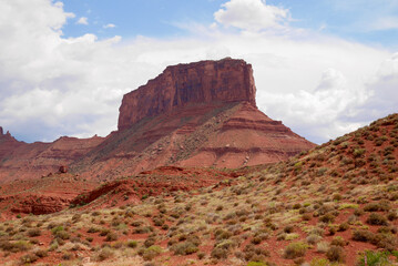 Colorful pinnacle rock formations in the surroundings of Moab. Utah, USA.