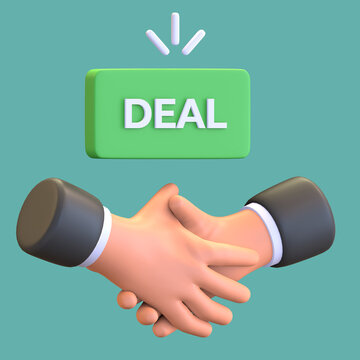 Auction Deal Handshake Icon 3d Rendered Illustration