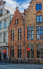 Fototapeta na wymiar Old street in Bruges (Brugge), Belgium. Cityscape of Bruges. Typical architecture of Bruges