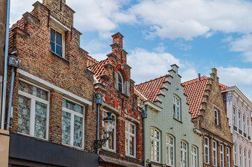 Fototapeta premium Traditional colorful Belgian house facades in Bruges.