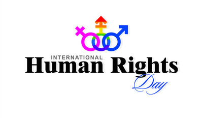 Creative Template Design for International Human Rights Day. Symbol of Male, Female  Transgender. Editable Illustration.