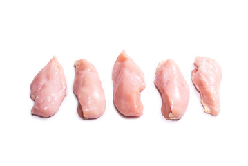 Raw chicken fillet isolated on white background.