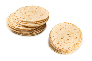 Grilled pitta bread isolated on white background.