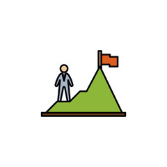 Fototapeta premium Achievement, mountain, worker colored icon. Can be used for web, logo, mobile app, UI, UX