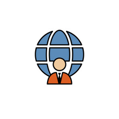 Businessman, global colored icon. Can be used for web, logo, mobile app, UI, UX