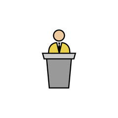 Presentation, speech, businessman colored icon. Can be used for web, logo, mobile app, UI, UX