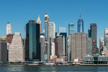 Fototapeta na wymiar Panoramic view of New York downtown centre and skyscrapers