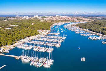 An aerial view Marina Veruda, Port Bunarina, Pula, Istria, Croatia