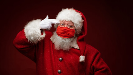Santa Claus tired of protective mask