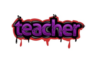 colorful TEACHER writing graffiti design