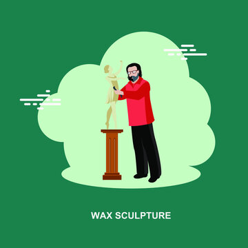 Wax sculpture by artist flat vector collection design
