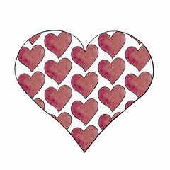 Heart symbol with watercolor soothing coral gradient hearts