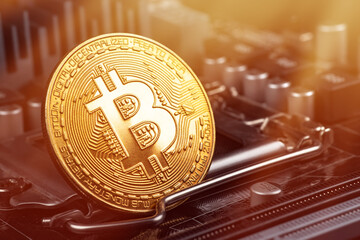 Gold Bitcoin electronic computer processor board