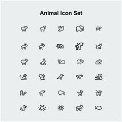 set of thin icons about animals. vector icons