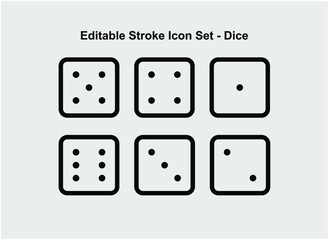 set of thin icons about dice faces. vector icons