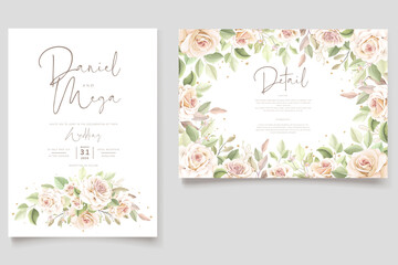 Fototapeta na wymiar hand drawn floral roses wedding invitation card set 