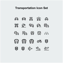 set of thin icons about car and transportation. vector icons