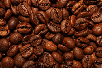 Coffee beans in closeup 