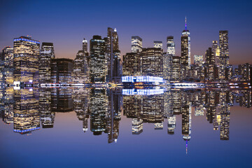 New york city skyline mirrored