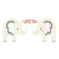 Cute elephant on a white background. Vector illustration.