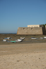 Cadiz Andalusia Spain old town historic fort city wall promenade botanic garden house facades...