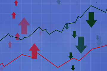 2d rendering Stock market online business concept. business Graph 