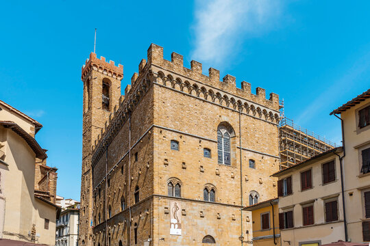 The Bargello palace, built in the 13th century as house of the Podest&agrave;, then barrack and prison, now a museum focused on Renaissance art, in Florence, Tuscany region, Italy. 