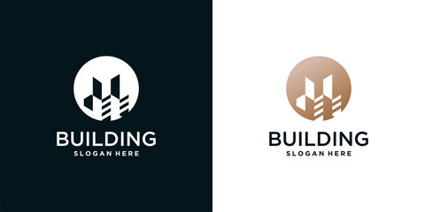 Building logo idea with modern concept and simple Premium Vector