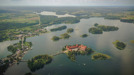 Trakai island castle photography from drone