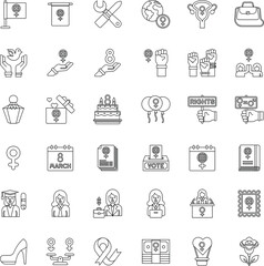 Outline International Women's Day related flat icon vector illustration