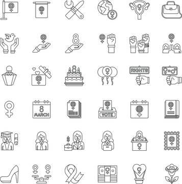 Outline International Women's Day related flat icon vector illustration