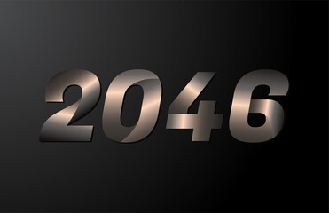 2046 year logotype, 2046 new year vector isolated on black background