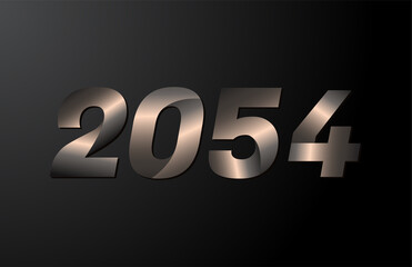 2054 year logotype, 2054 new year vector isolated on black background