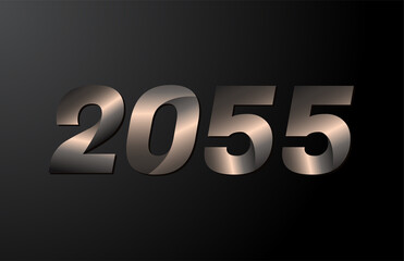 2055 year logotype, 2055 new year vector isolated on black background