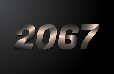 2067 year logotype, 2067 new year vector isolated on black background