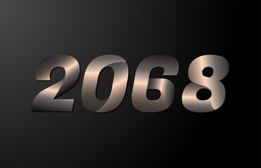 2068 year logotype, 2068 new year vector isolated on black background
