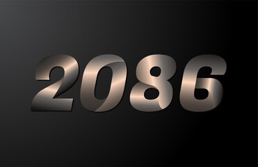 2086 year logotype, 2086 new year vector isolated on black background
