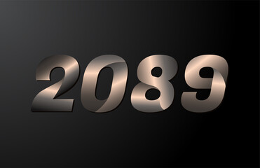 2089 year logotype, 2089 new year vector isolated on black background