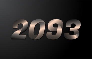 2093 year logotype, 2093 new year vector isolated on black background
