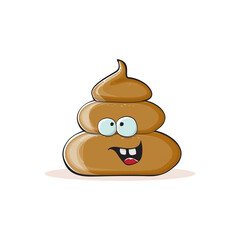 vector funny cartoon cool smiling poo icon isolated on white background. emoji funky poo character. A pile of poo sticker or label