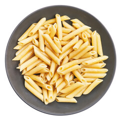  Plate of italian macaroni pasta isolated over white background