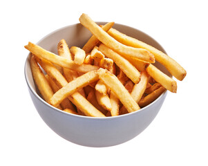  Bowl of french fried potatoes isolated over white background