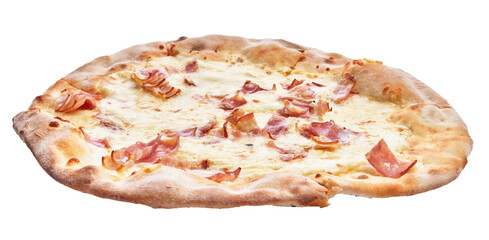  Single carbonara italian pizza isolated over white background