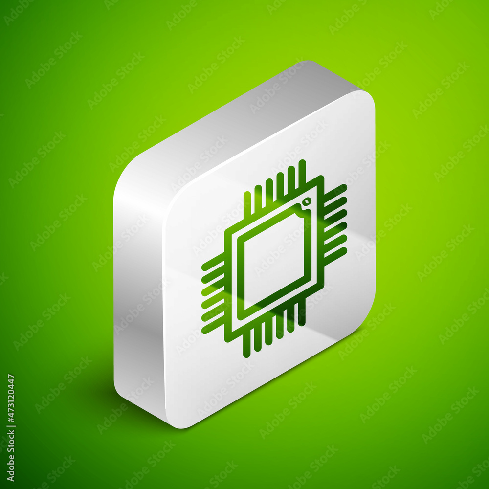 Poster black line computer processor with microcircuits cpu icon isolated on white background. chip or cpu 