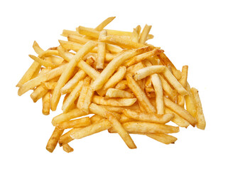  Bunch of french fried potatoes isolated on a white background
