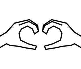 手で作るハートマーク　角張った手の素材