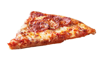  Slice of pepperoni italian pizza isolated on a white background
